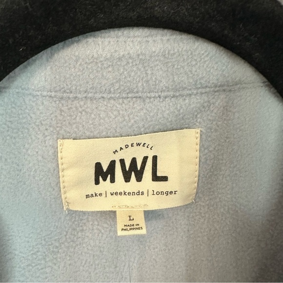 Madewell MWL Women’s Fleecelayer Shirt-Jacket in Dusty Pool Light Blue Sz L GUC - Picture 3 of 8
